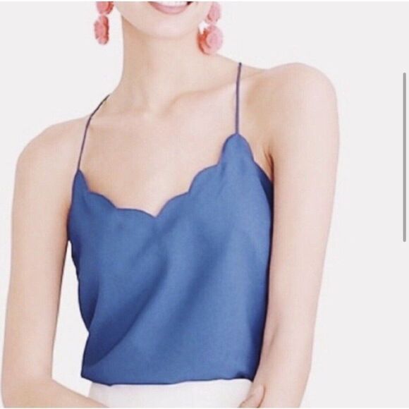 j crew womens New solid blue v neck tank top 2 xs g3367 - Picture 2 of 5